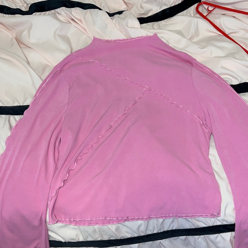 SHEIN Pink Long Sleeve Top with Ruffle Details